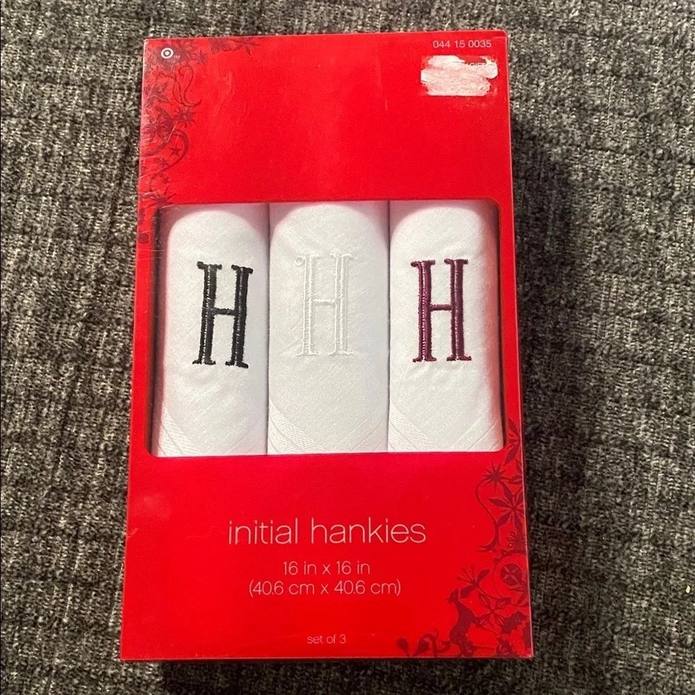 Target Brand Elegant Monogrammed Handkerchief Set “H”- White